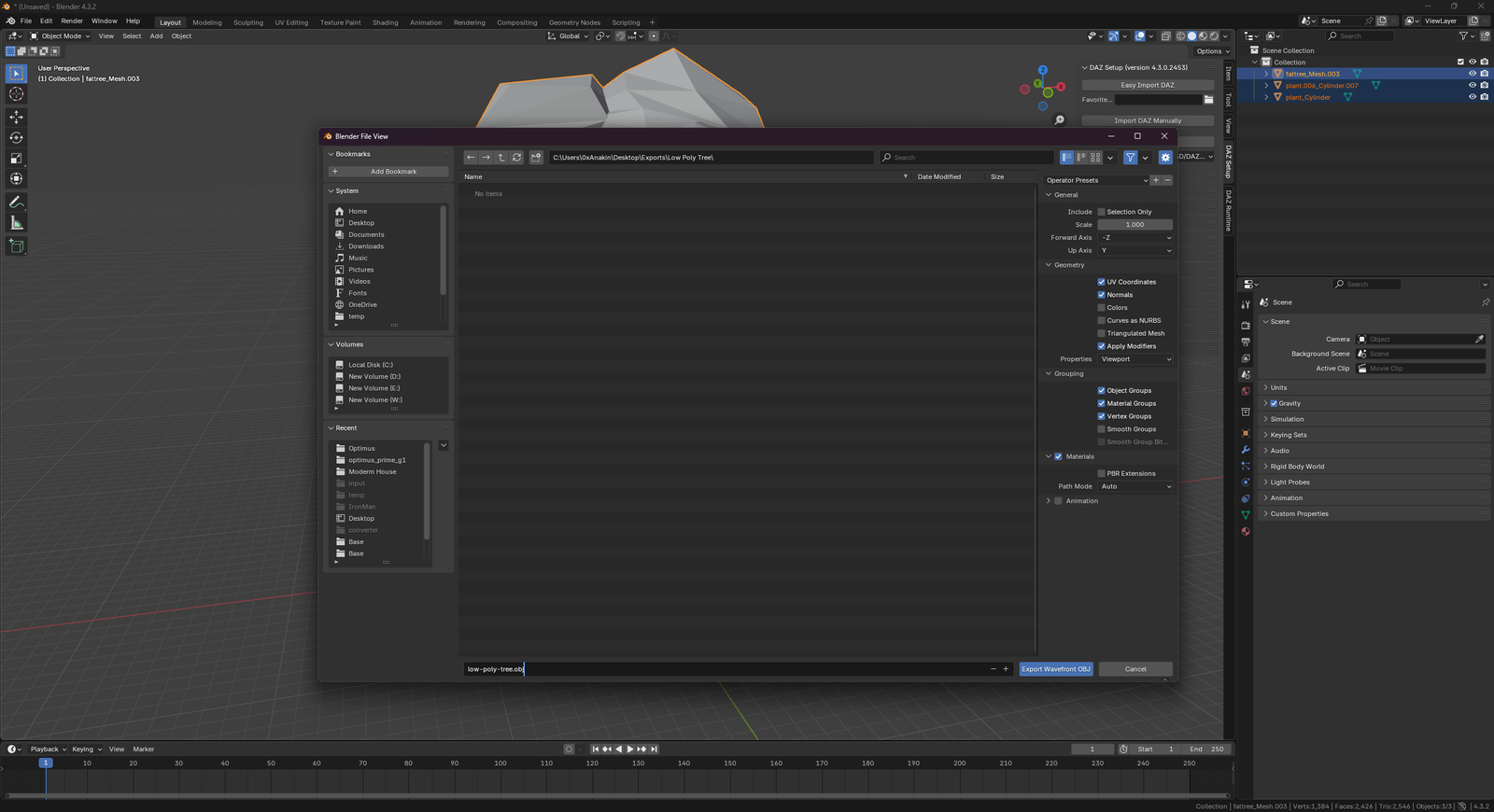 Export Settings Dialog